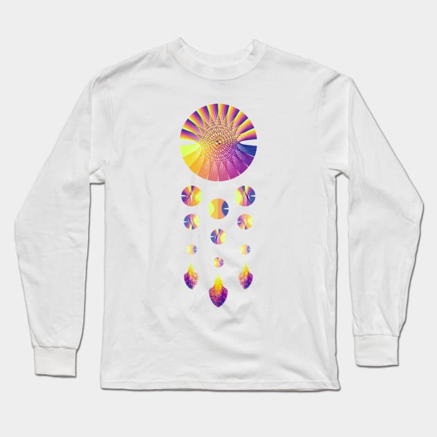 Dream Catcher | Sunset Graphs Blue Red Yellow (White) Long Sleeve T-Shirt by aRtVerse